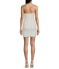 Pear Culture Glitter Pearl Beaded Halter Neck Shirred Dress
