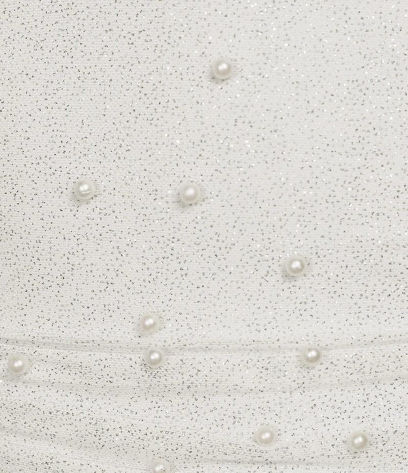 Pear Culture Glitter Pearl Beaded Halter Neck Shirred Dress