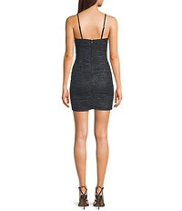 Pear Culture Glitter Power Mesh Sleeveless Cutout Dress