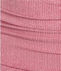 Pear Culture Glitter Slinky Knit Square Neck Ruched Dress