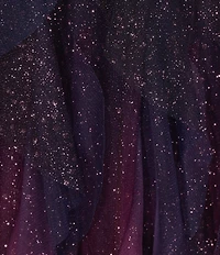 Pear Culture Mesh Ombre Glitter V-Neck Petal Dress