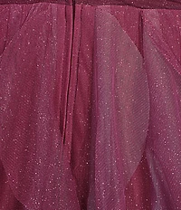 Pear Culture Ombre Glitter Mesh V-Neck Pleated Waist Dress