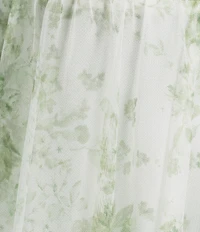 Pear Culture Plus Size Floral Printed Mesh V-Neck Dress