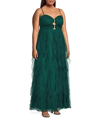 Pear Culture Plus Size Glitter Mesh Sweetheart Neck Sleeveless Dress