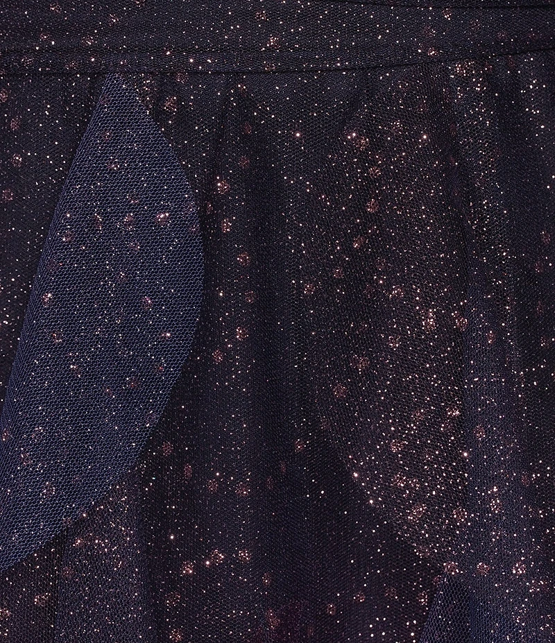 Pear Culture Plus Size Mesh Ombre Glitter V-Neck Petal Dress