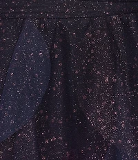 Pear Culture Plus Size Mesh Ombre Glitter V-Neck Petal Dress