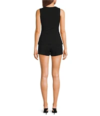 Pear Culture Scoop Neck Button Front Romper