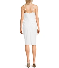 Pear Culture Scuba Crepe Cutout Side Slit Knee Length Dress