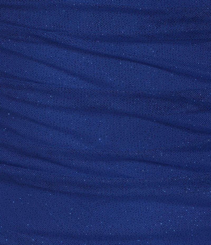 Pear Culture Sleeveless V-Neck Power Glitter Mesh Dress