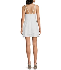 Pear Culture Sleeveless Patterned-Lace Fit-And-Flare Dress