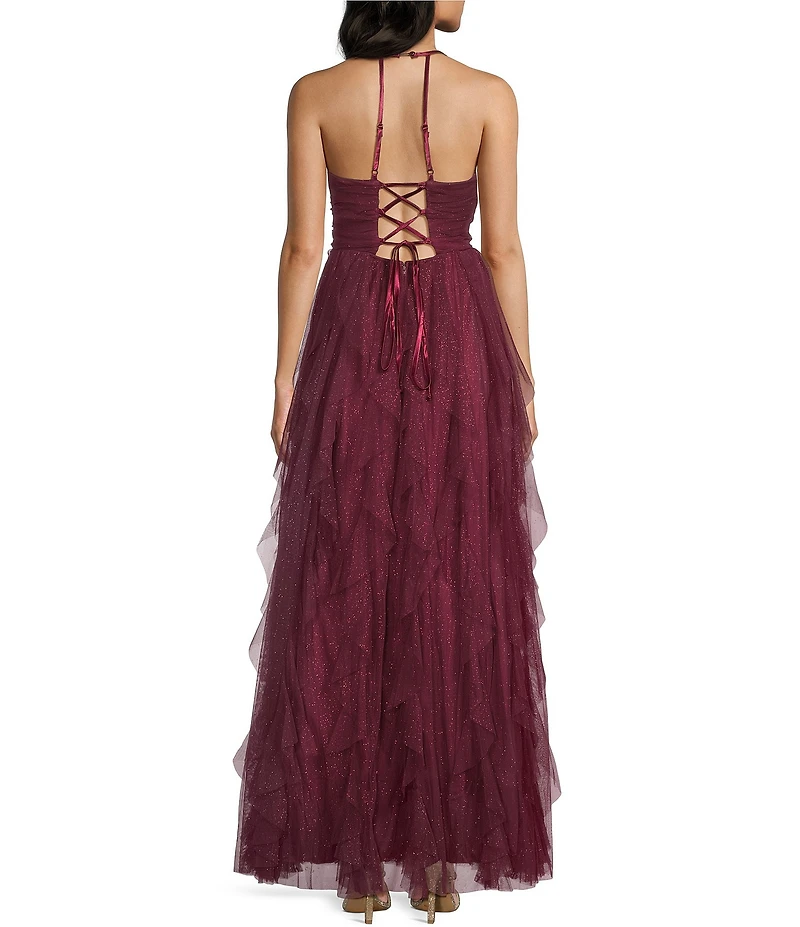 Pear Culture Spaghetti Strap Emma Glitter GLM Cork Dress
