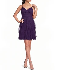 Pear Culture Spaghetti Strap Glitter Cork Dress