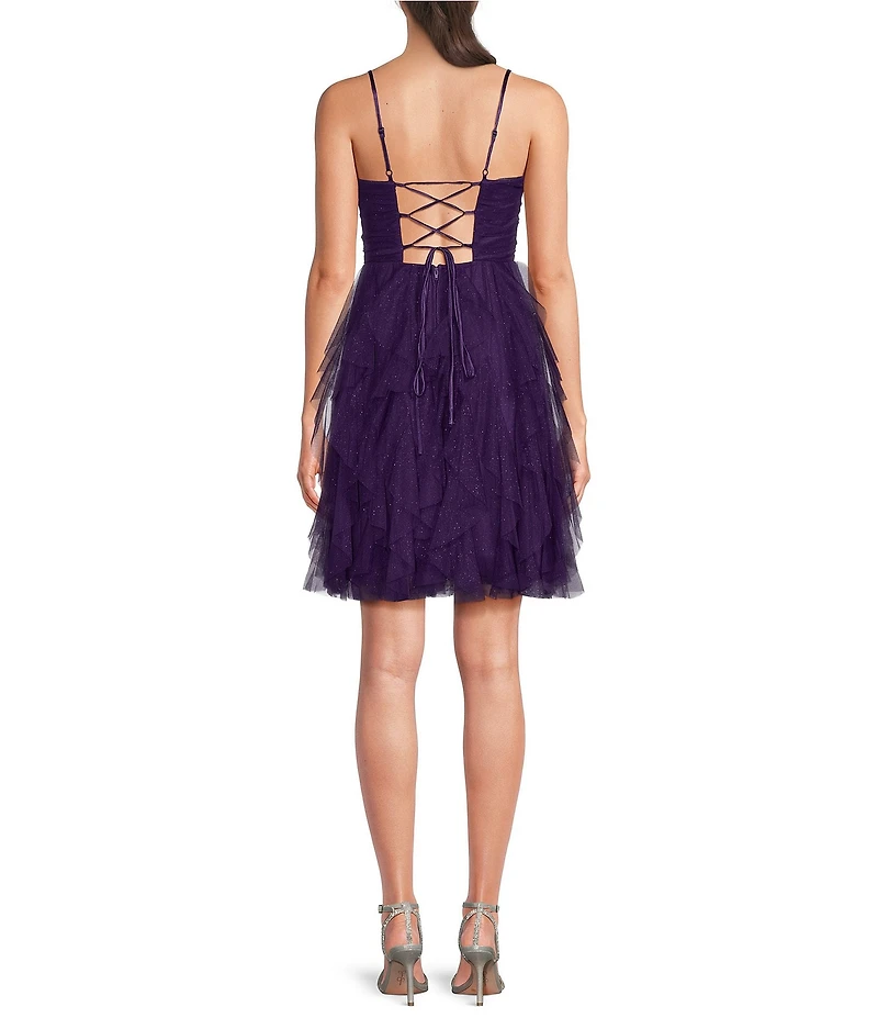 Pear Culture Spaghetti Strap Glitter Cork Dress