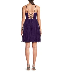 Pear Culture Spaghetti Strap Glitter Cork Dress