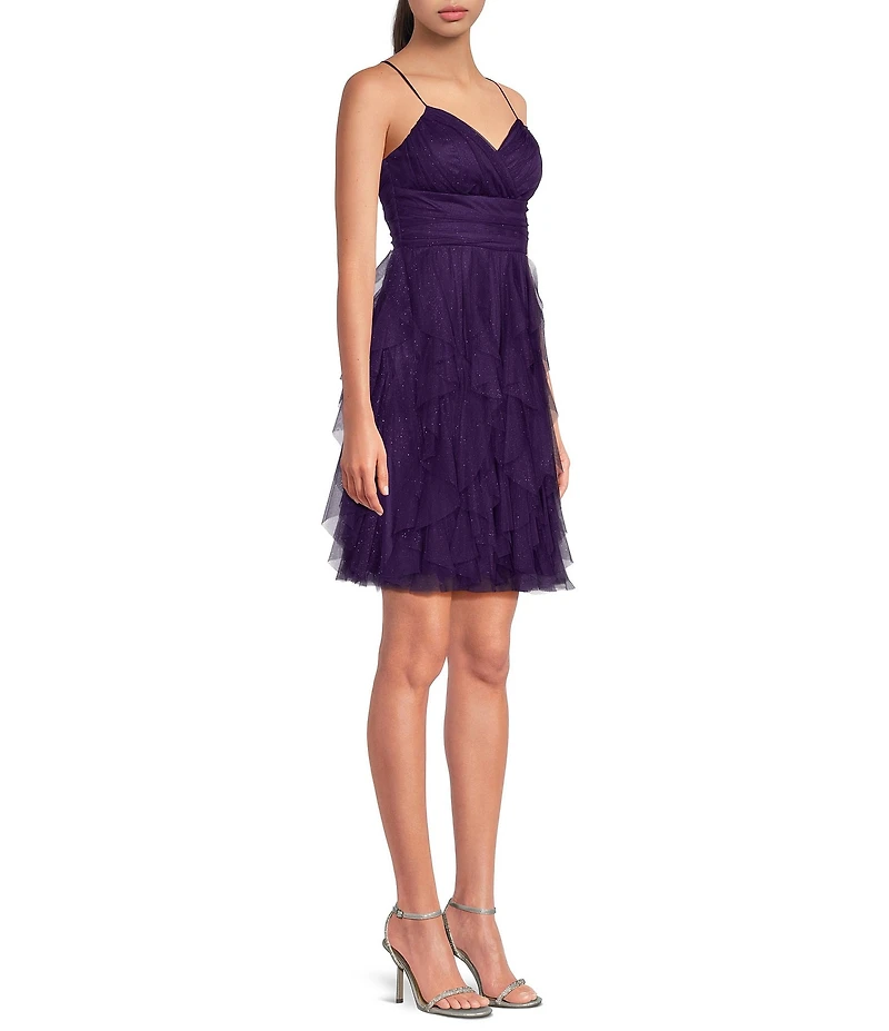 Pear Culture Spaghetti Strap Glitter Cork Dress