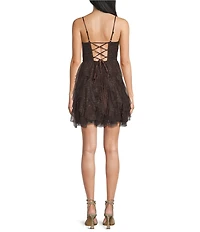Pear Culture Spaghetti Strap Glitter Cork Dress