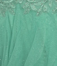 Pear Culture Spaghetti Strap Hi-Low Embroidered Applique Dress