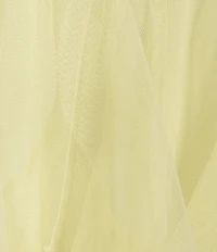 Pear Culture V-Neck Lace-Up Back Mesh Ruffle Dress