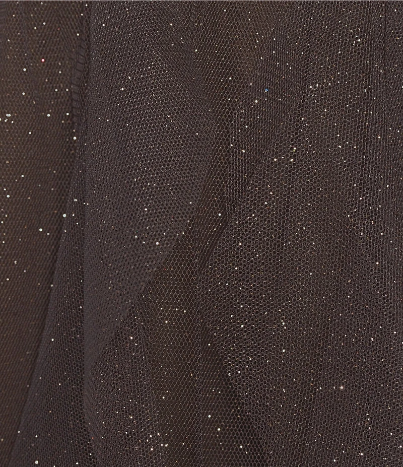 Pear Culture Scoop Neck Lace Up Back Glitter Fit & Flare Mini Dress