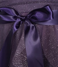 Pear Culture Strapless Glitter Ombre Mesh Ruffled Corkscrew Dress