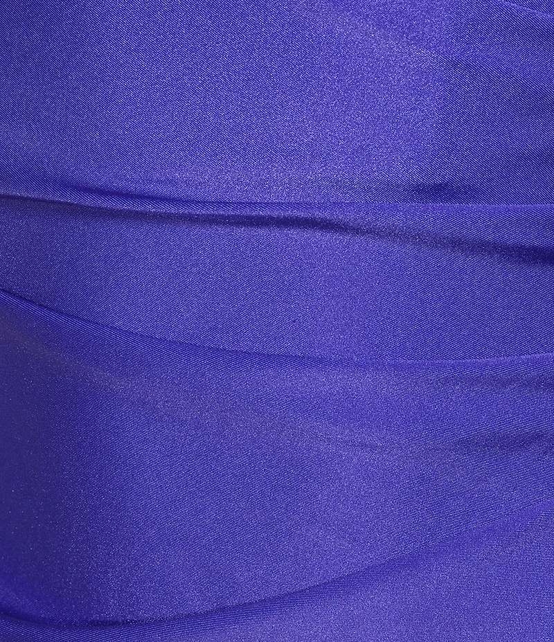 Pear Culture Stretch Satin Strapless Sweetheart Neck Point Wrap Side Slit Dress