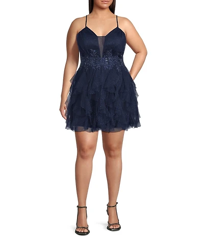 Pear Culture Plus Size V-Neck Sleeveless Plunge Corks Dress
