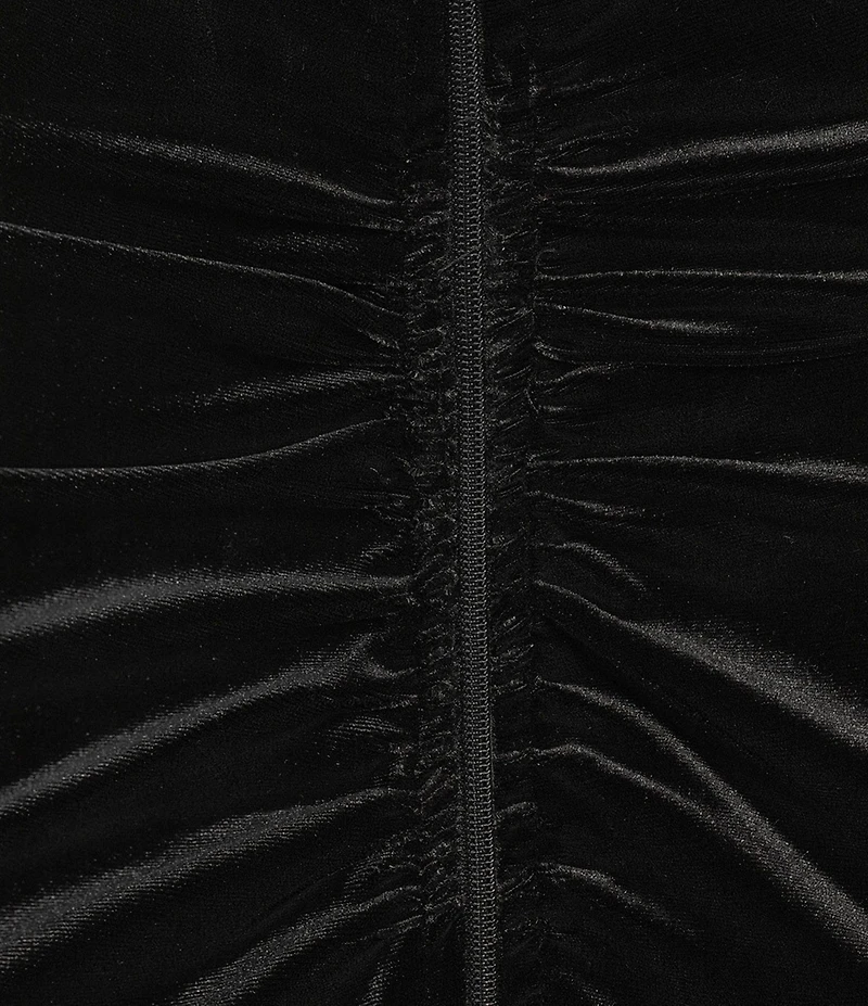 Pear Culture Velvet Embellished U-Notch Neck Dress