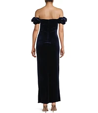 Pear Culture Velvet Off The Shoulder Gown