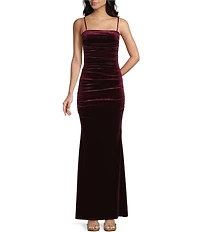 Pear Culture Velvet Ruched Ballgown