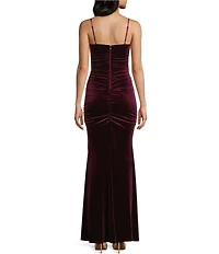 Pear Culture Velvet Ruched Ballgown