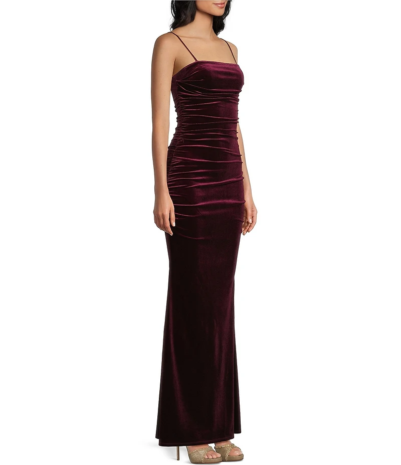 Pear Culture Velvet Ruched Ballgown