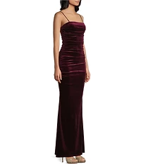 Pear Culture Velvet Ruched Ballgown