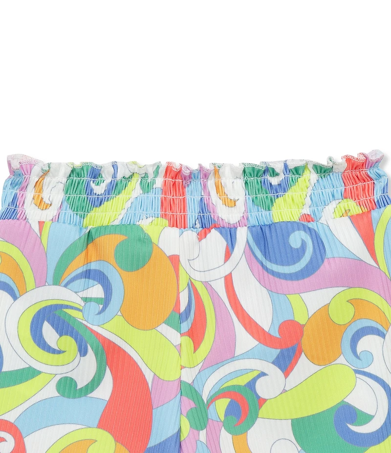 Peek Baby Girls Sleeveless Ruffled Solid Knit Tank Top & Printed Shorts Set