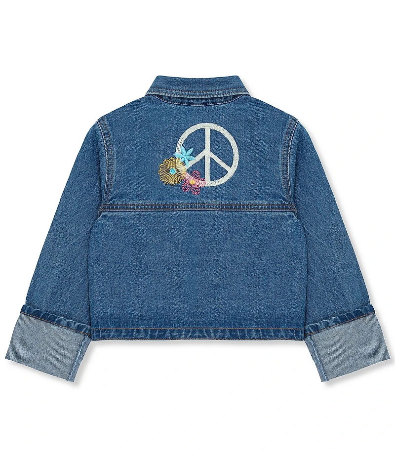 Peek Little/Big Girls 2T-10 Long-Sleeve Embroidered/Appliqued Denim Jacket