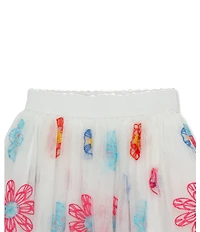 Peek Little/Big Girls Long-Sleeve Flower-Printed Knit Top & Floral-Appliqued Mesh Tutu Skirt