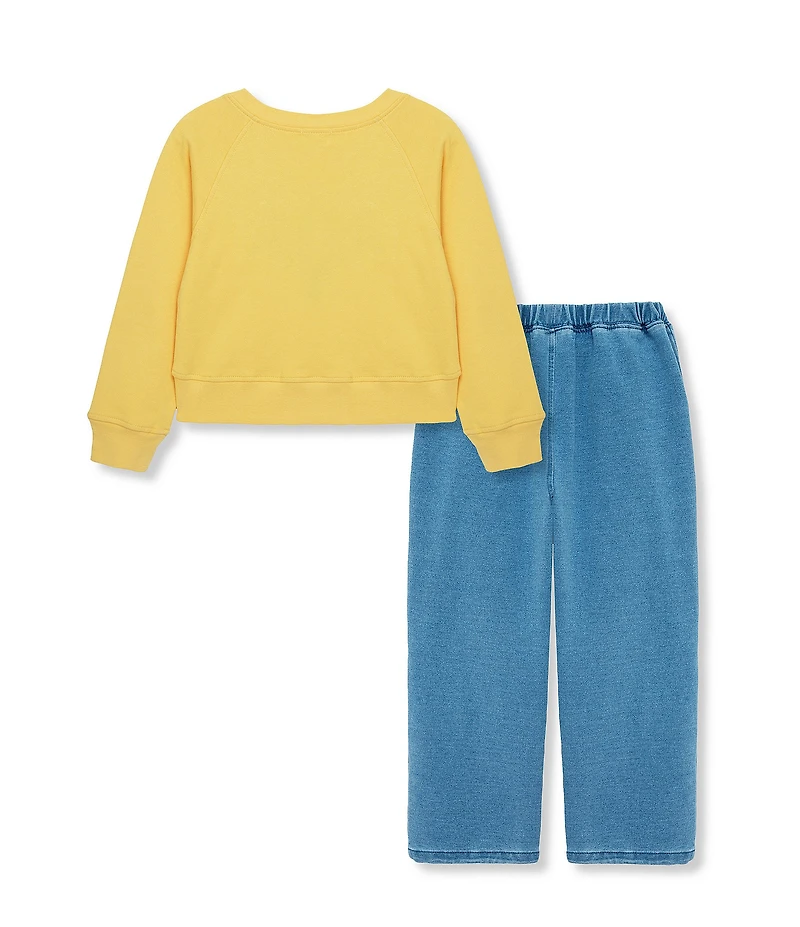 Peek Little/Big Girls 2T-10 Long Sleeve Love Top & Heart-Screen Print Barrel Jeans Set