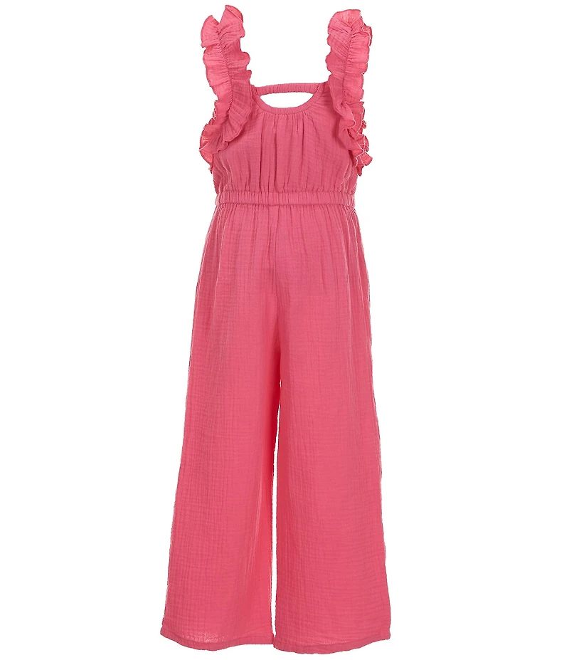 Peek Little/Big Girls Butterfly Embroidered Gauze Wide Leg Jumpsuit