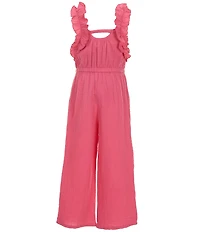 Peek Little/Big Girls Butterfly Embroidered Gauze Wide Leg Jumpsuit