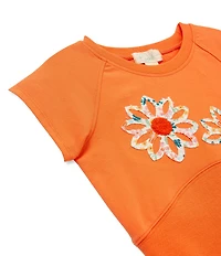 Peek Little/Big Girls Short-Sleeve Soutache-Embroidered-Flower T-Shirt & Coordinating Shorts Set