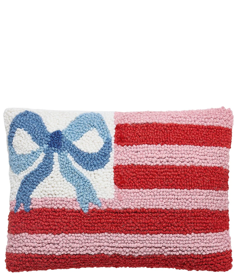 Peking Handicraft Americana Bow Flag Wool Hook Mini Pillow