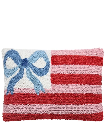 Peking Handicraft Americana Bow Flag Wool Hook Mini Pillow
