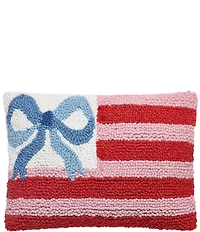 Peking Handicraft Americana Bow Flag Wool Hook Mini Pillow
