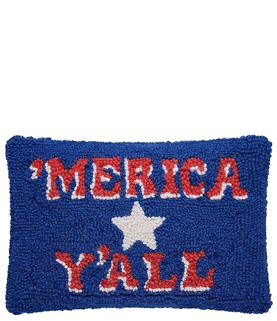 Peking Handicraft Americana Collection 'Merica Y'all Wool Hook Mini Pillow