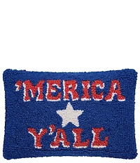 Peking Handicraft Americana Collection 'Merica Y'all Wool Hook Mini Pillow