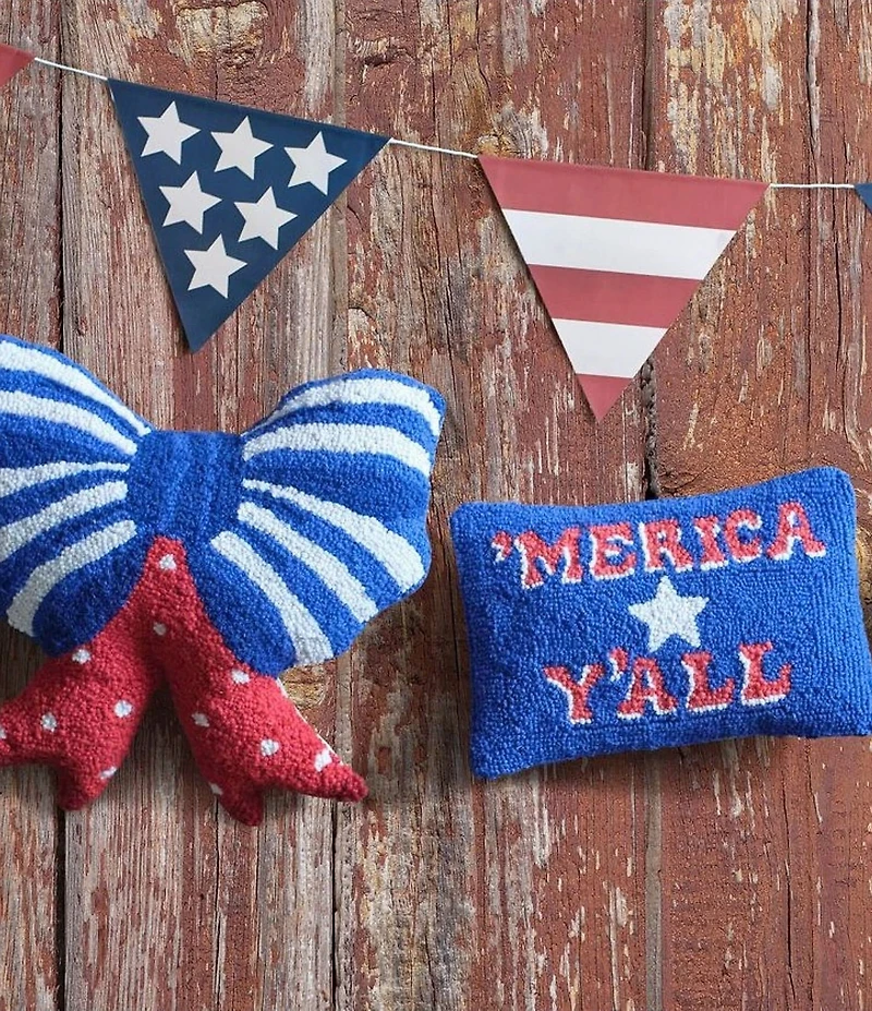Peking Handicraft Americana Collection 'Merica Y'all Wool Hook Mini Pillow
