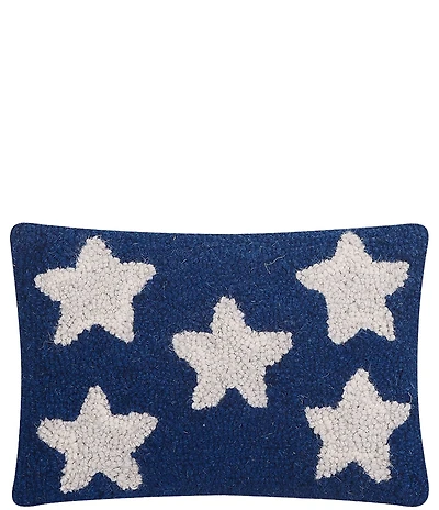 Peking Handicraft Americana Patriotic Stars Wool Hook Mini Pillow