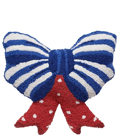 Peking Handicraft Americana Shaped Patriotic Bow Wool Hook Pillow