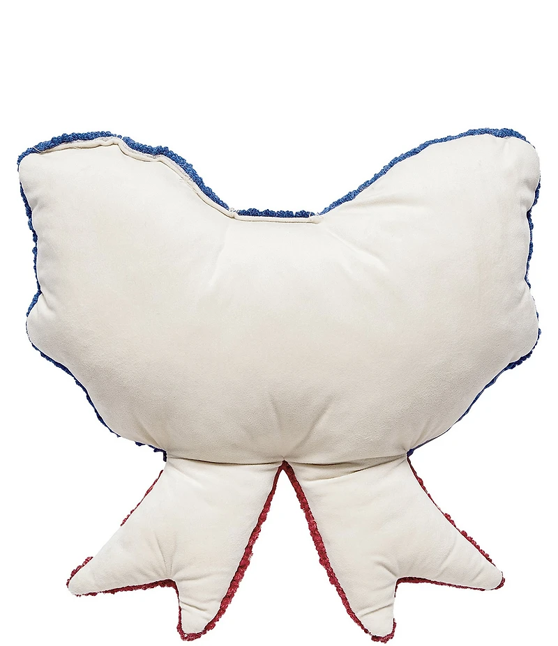 Peking Handicraft Americana Shaped Patriotic Bow Wool Hook Pillow