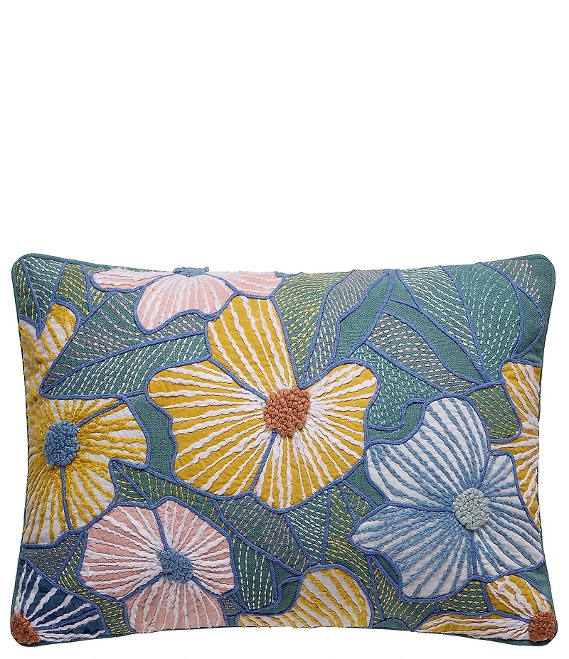 Peking Handicraft Bright Flowers Embroidered Pillow