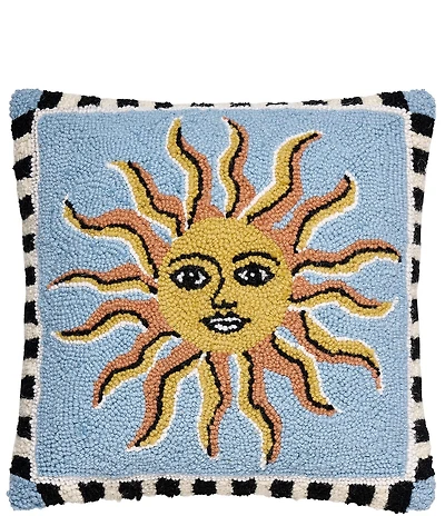 Peking Handicraft Celestial Sun Wool Hook Square Pillow